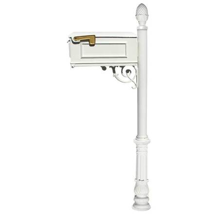 QUALARC Mailbox w/ornate base and pineapple finial LM-703-LPST-WHT